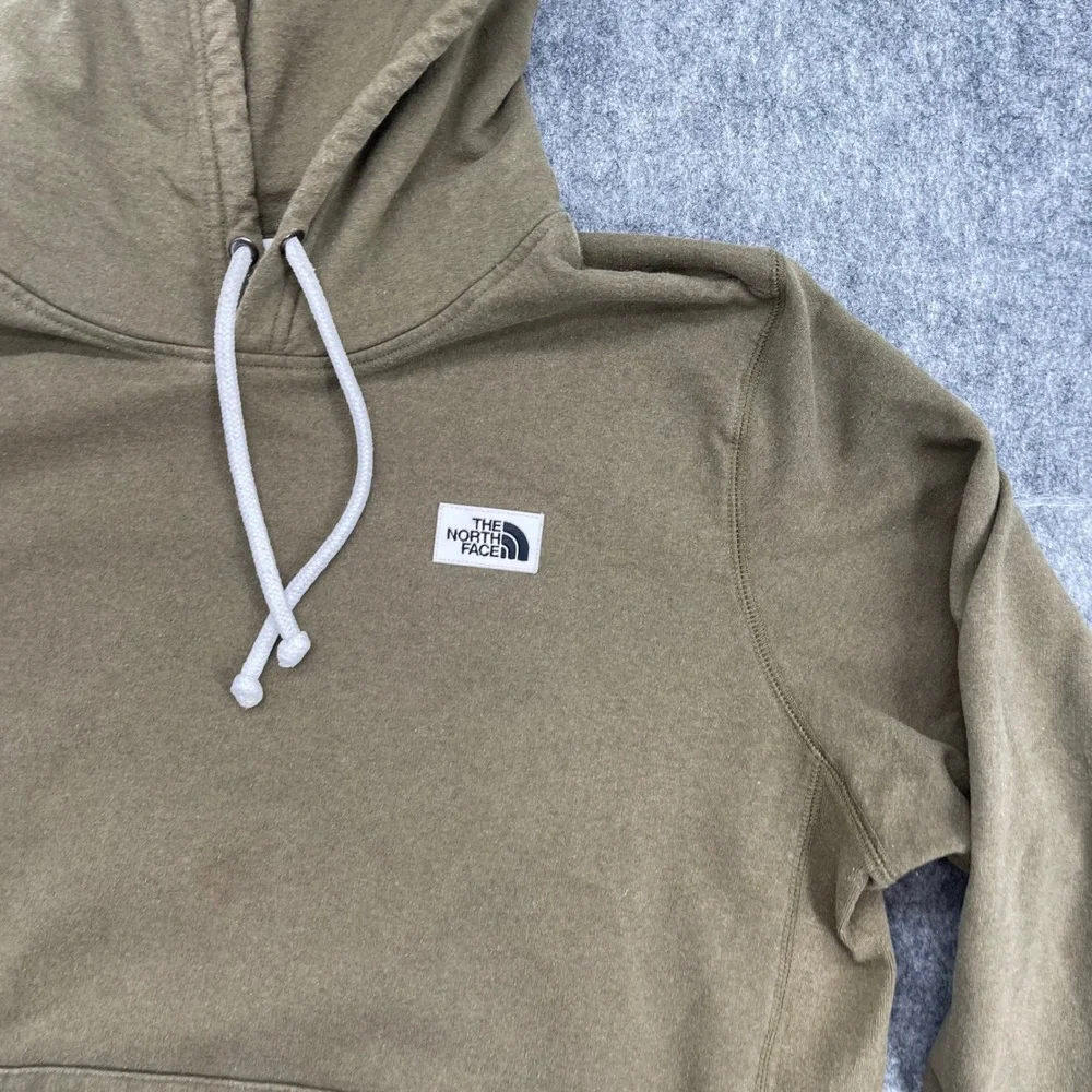 The North Face Hoodie Mens XL Pullover Olive Green Patch Logo Sweatshirt